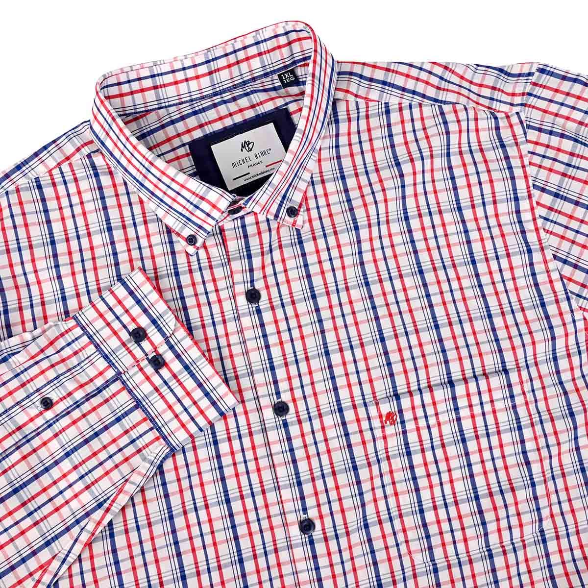 Camisa talla extra de cuadros azul y rojo bottom down