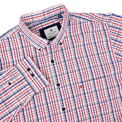 Camisa talla extra de cuadros azul y rojo bottom down
