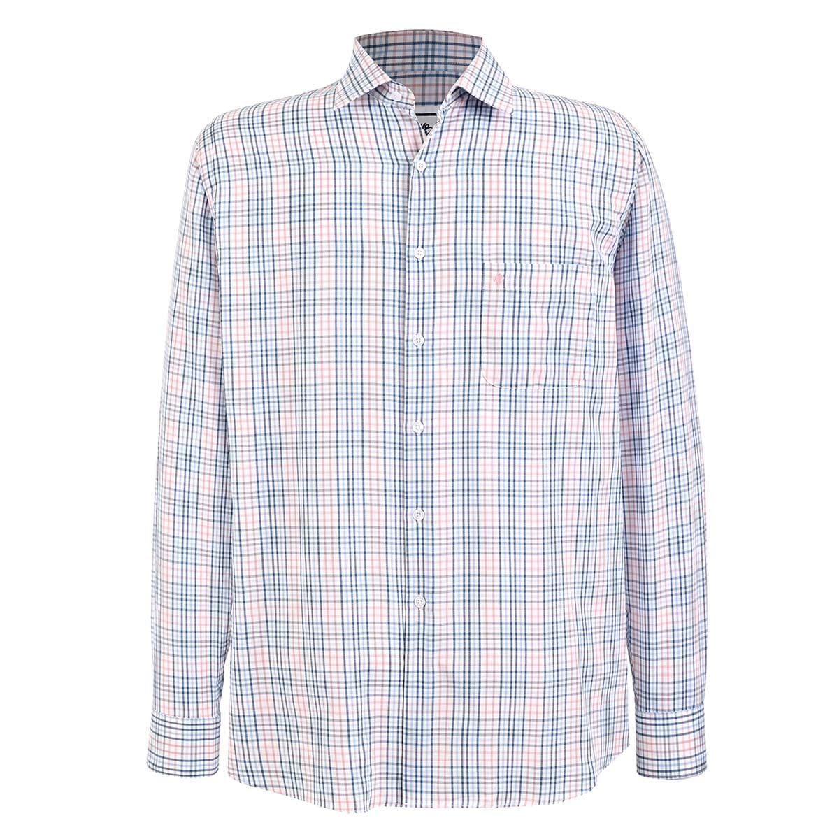 Camisa talla extra a cuadros chicos rosa y azul