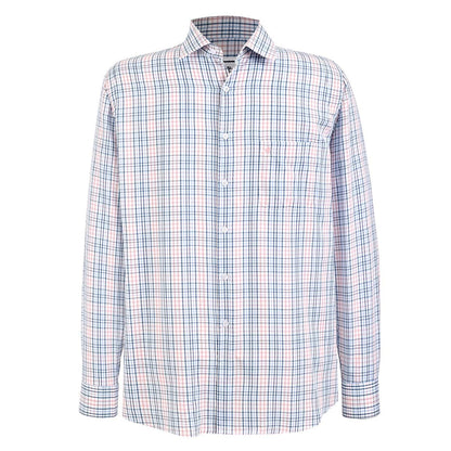 Camisa talla extra a cuadros chicos rosa y azul