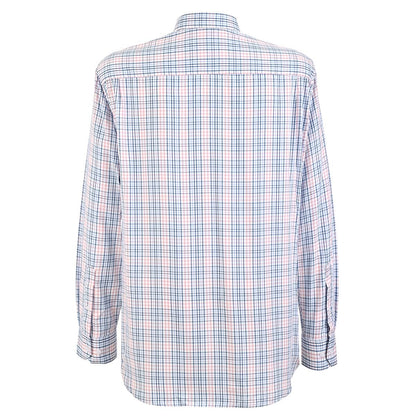 Camisa talla extra a cuadros chicos rosa y azul