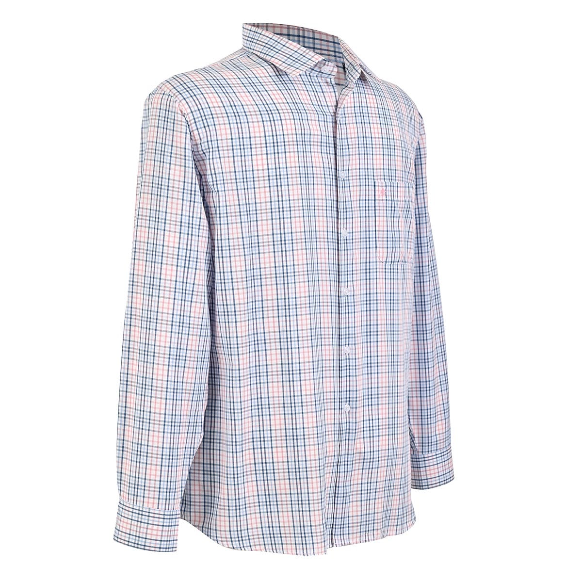 Camisa talla extra a cuadros chicos rosa y azul
