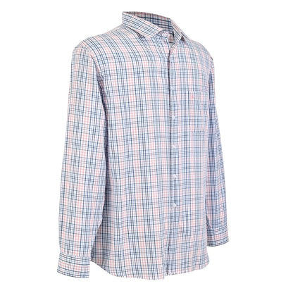 Camisa talla extra a cuadros chicos rosa y azul