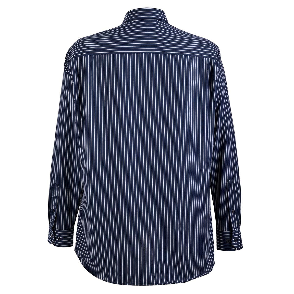 Camisa talla extra azul marino a rayas blancas