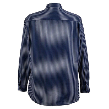 Camisa talla extra azul marino a rayas blancas