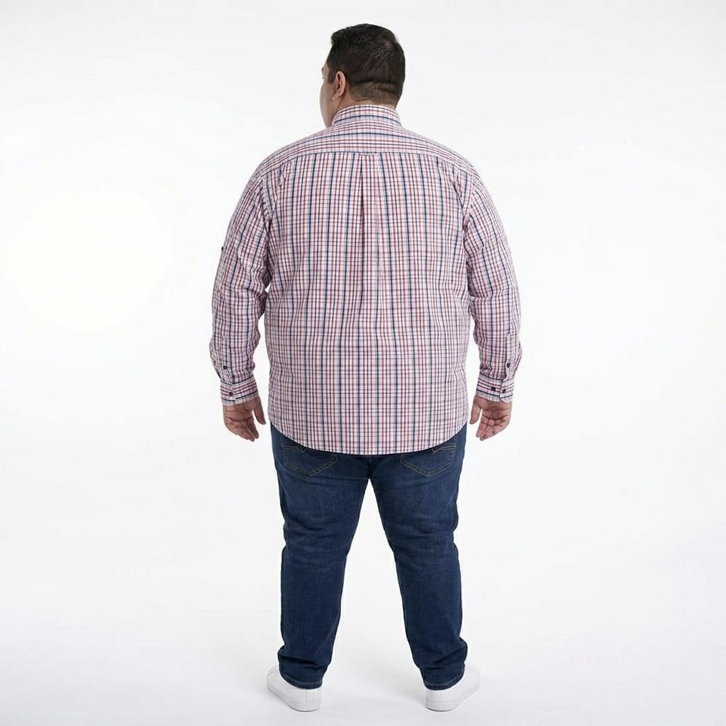 Camisa talla extra de cuadros azul y rojo bottom down