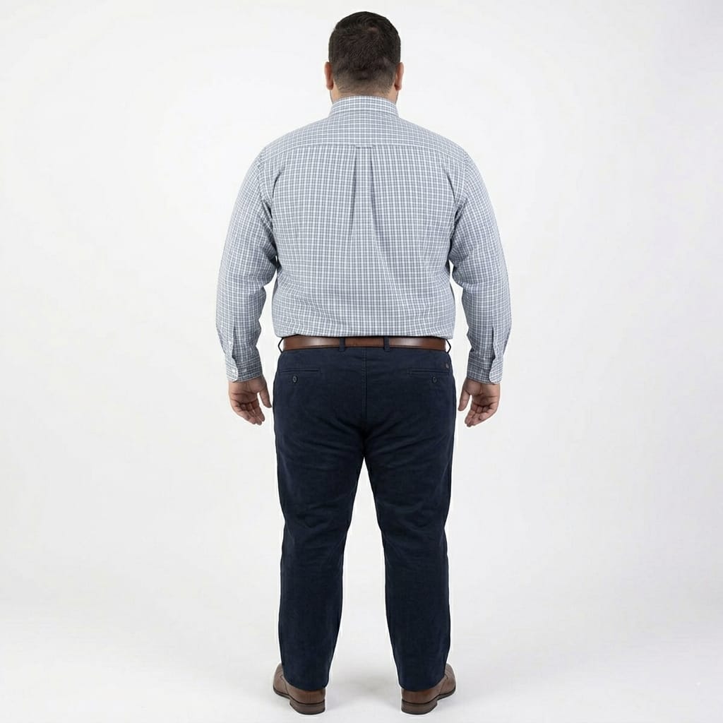 Camisa talla extra de cuadros azul y blanco bottom down