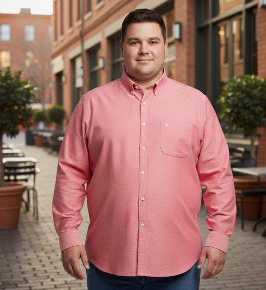 Camisa talla extra roja con botón down.