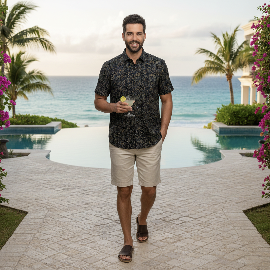 Camisa Manga corta negra con flores