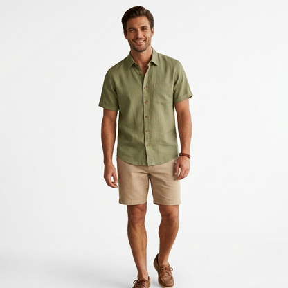 Camisa Manga corta tipo lino verde