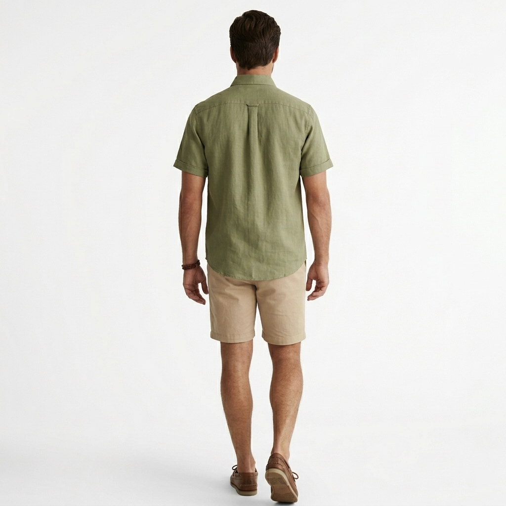 Camisa Manga corta tipo lino verde