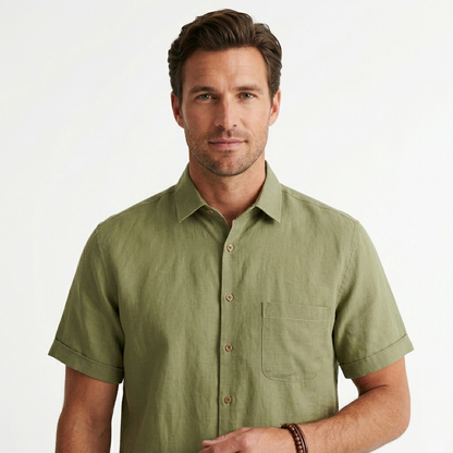 Camisa Manga corta tipo lino verde