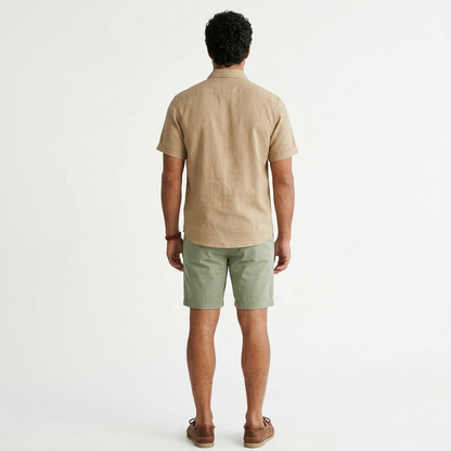 Camisa manga corta tipo lino taupe