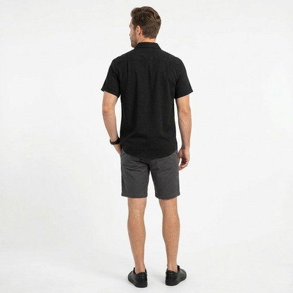 Camisa Manga corta Black Dobby – Textura Premium en Relieve