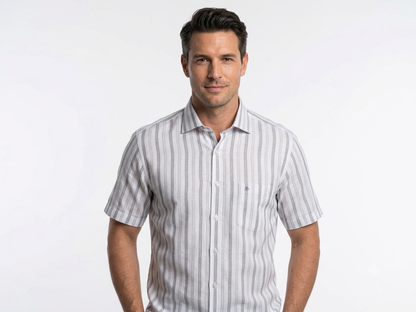 Camisa manga corta Caballero Gris Perla  Elegancia y Confort