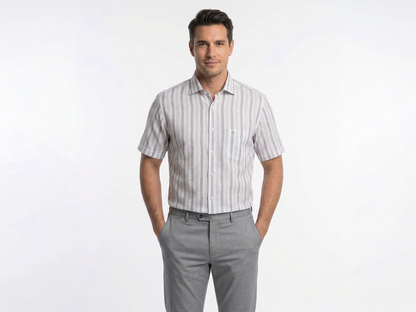 Camisa manga corta Caballero Gris Perla  Elegancia y Confort