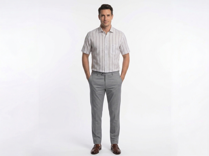 Camisa manga corta Caballero Gris Perla  Elegancia y Confort