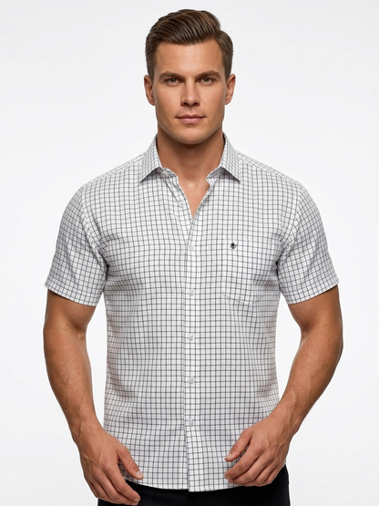 Camisa Casual Michel Blanc – Cuadros negro Classic Grid