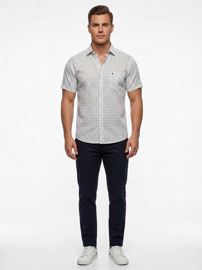 Camisa Casual Michel Blanc – Cuadros negro Classic Grid