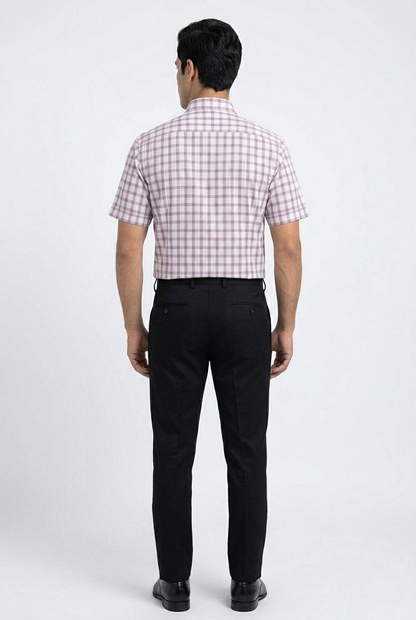 Camisa de Manga Corta Cuadros violeta Michel Blanc – Elegancia Casual para Caballero