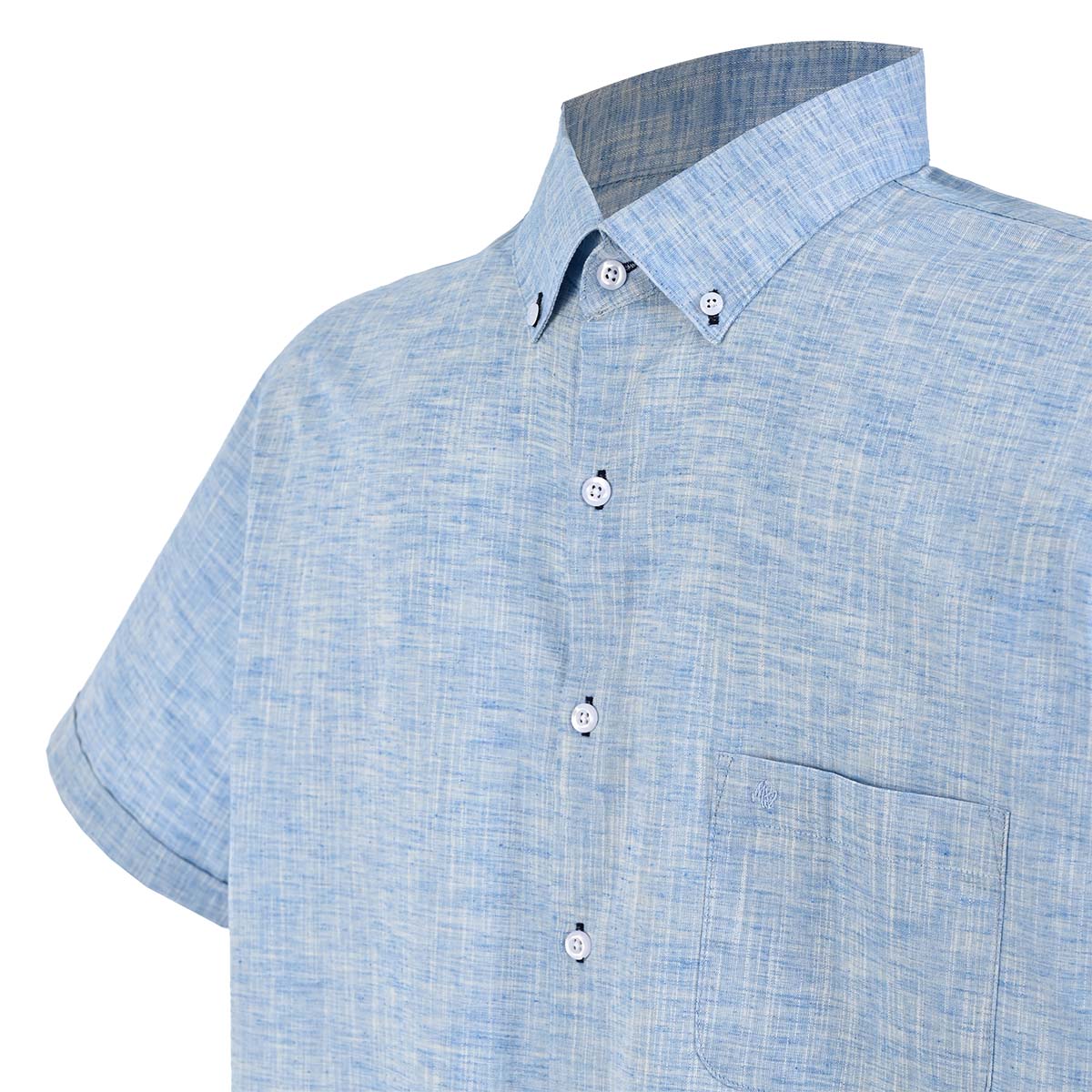 Camisa manga corta azul botón down