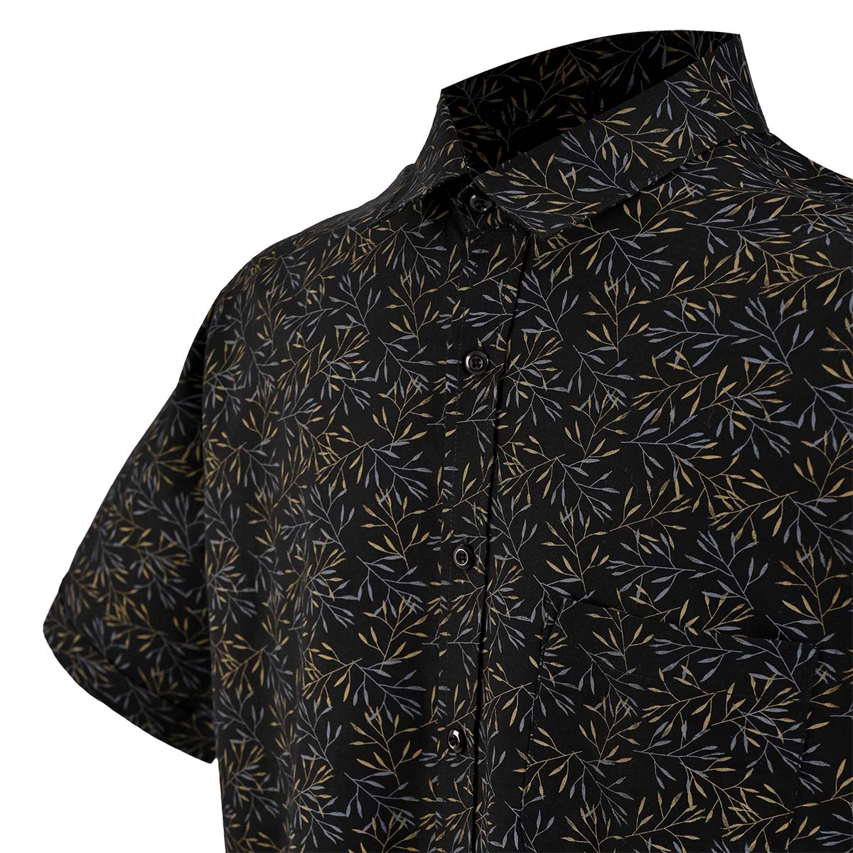 Camisa Manga corta negra con flores