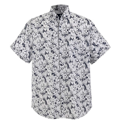 Camisa Manga corta negra con blanco floreada Botton down