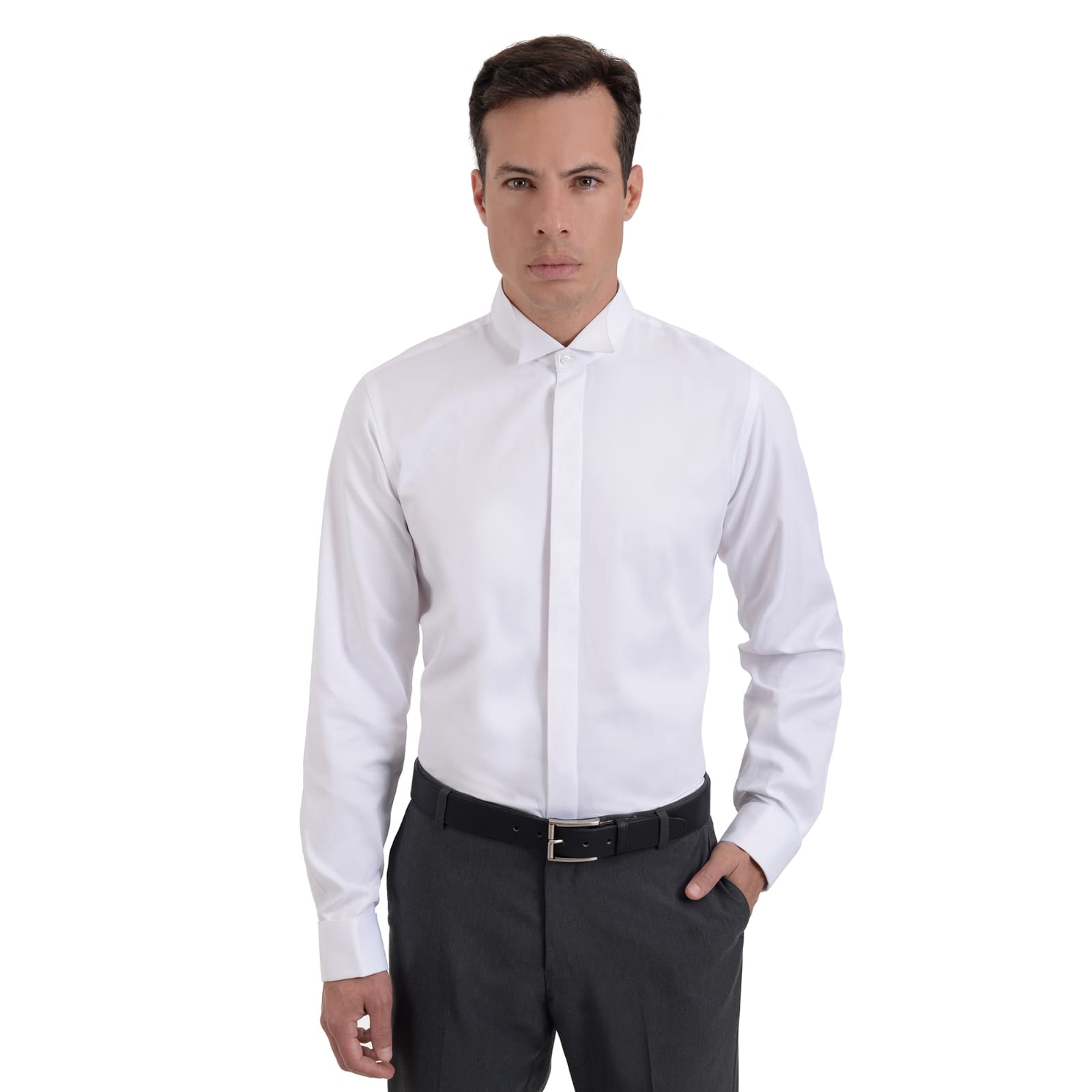 Camisa Formal Hombre Cuello De Paloma Blanca