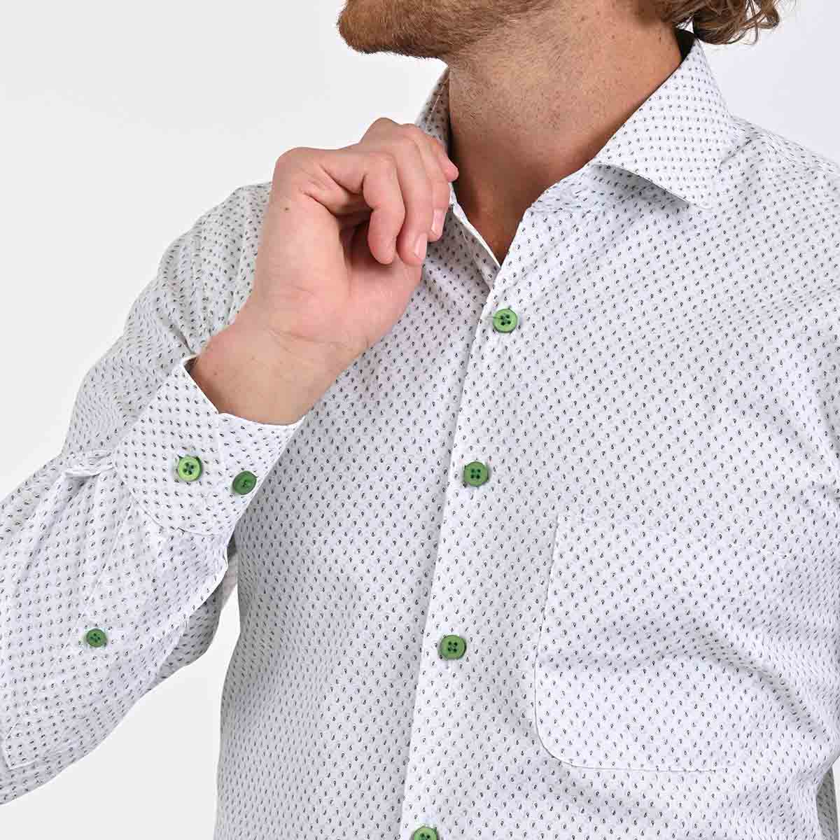Camisa De Vestir Verde Estampada Floral Para Hombre