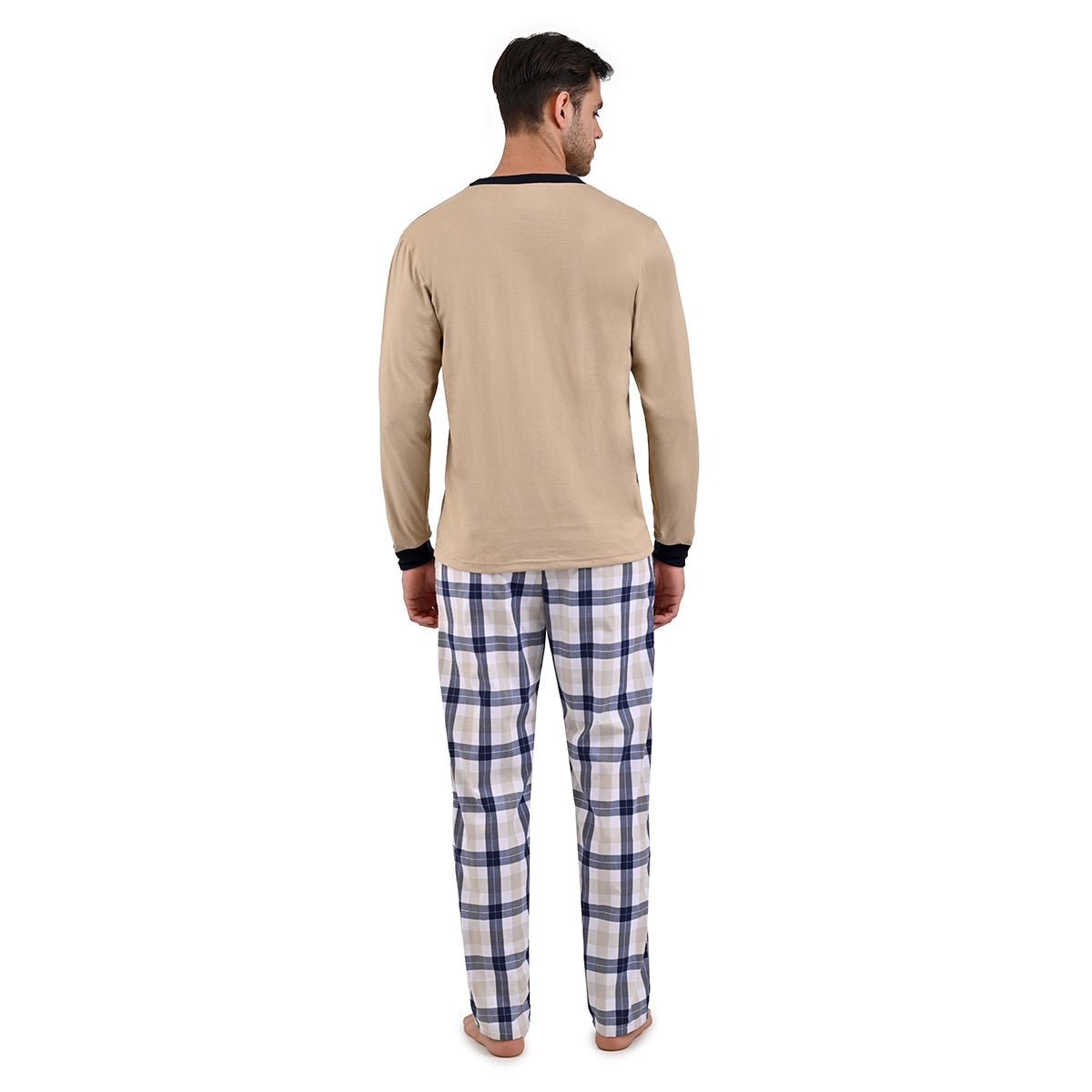 Pijama Para Caballero 2 Pzs. Playera Manga Larga Y Pantalon Beige