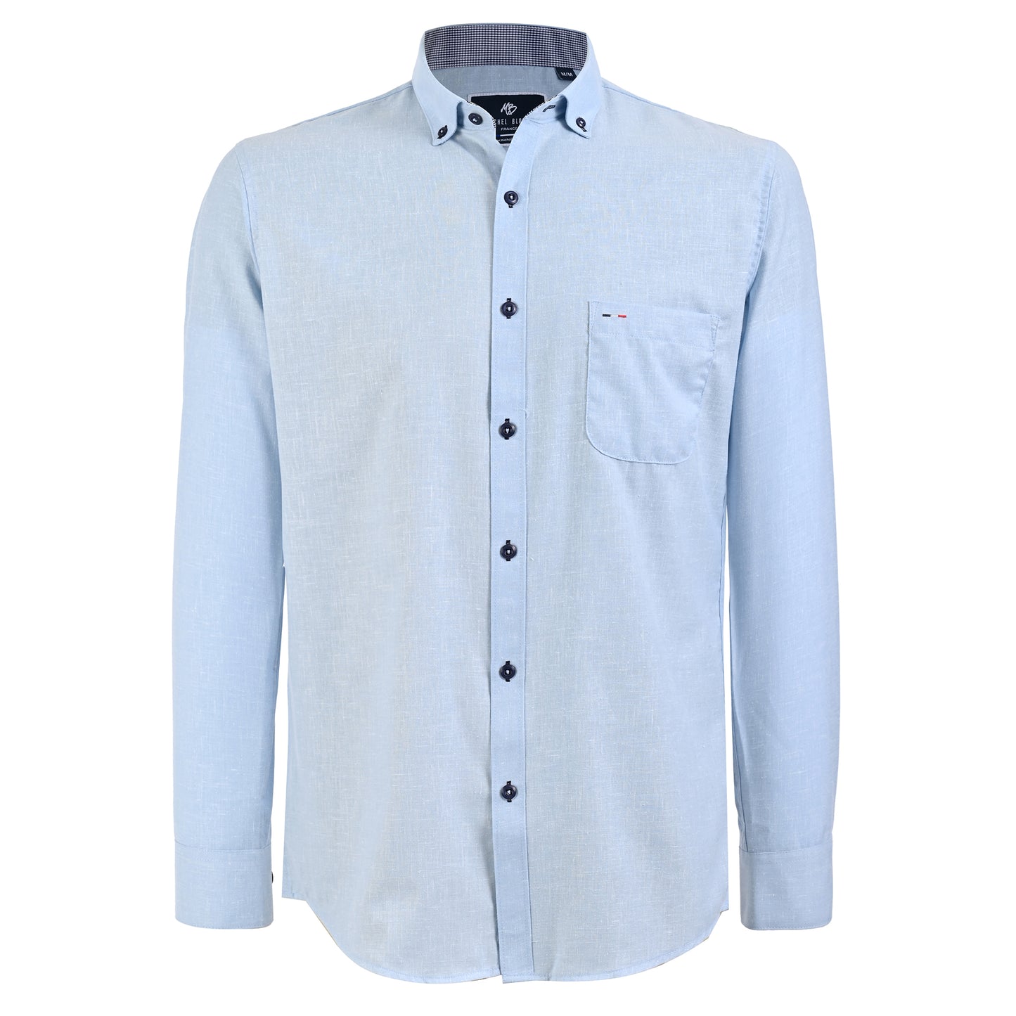 Camisa manga larga turquesa Botton down tipo lino