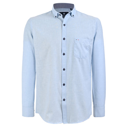 Camisa manga larga turquesa Botton down tipo lino