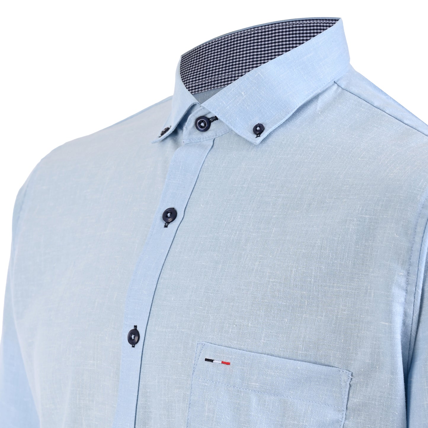 Camisa manga larga turquesa Botton down tipo lino