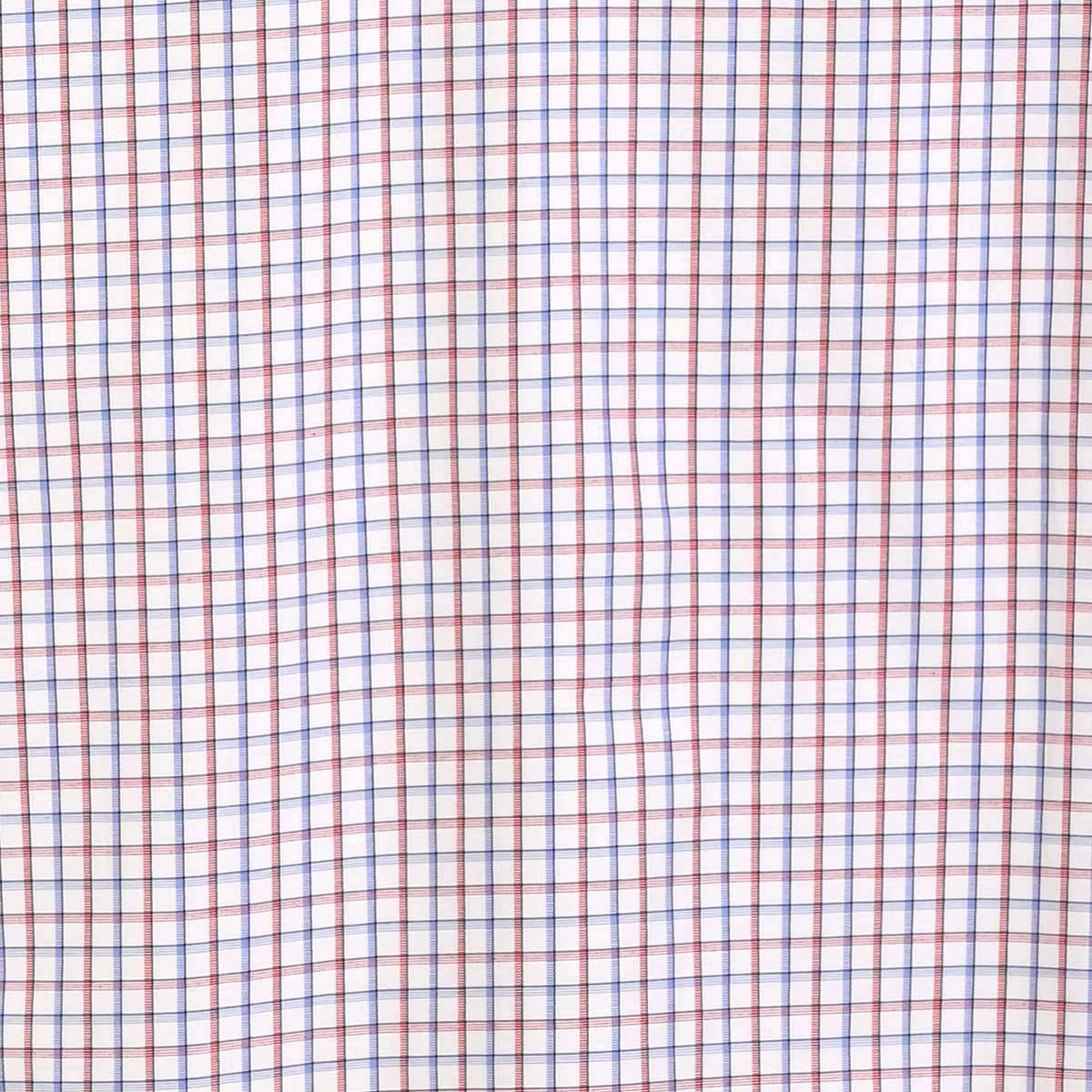 Camisa de vestir con patrón de cuadros y toque moderno en rojo