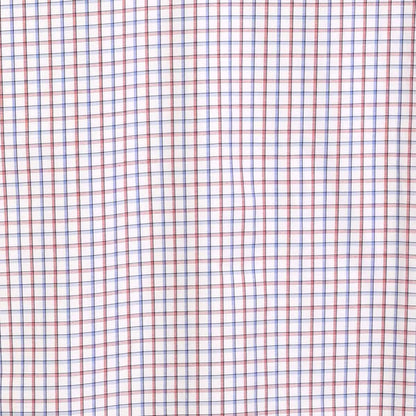 Camisa de vestir con patrón de cuadros y toque moderno en rojo