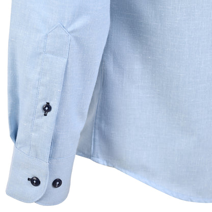 Camisa manga larga turquesa Botton down tipo lino