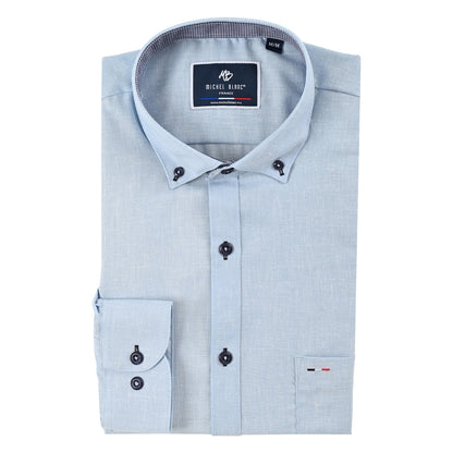 Camisa manga larga turquesa Botton down tipo lino