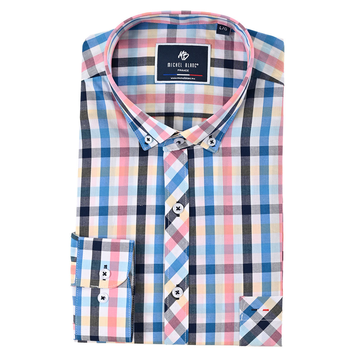 Camisa manga larga de cuadros francia multicolor