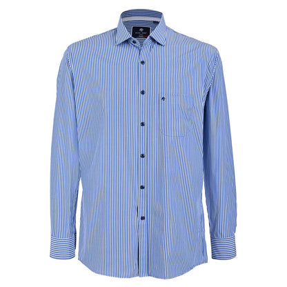 Camisa manga larga azul Francia con rayas blancas