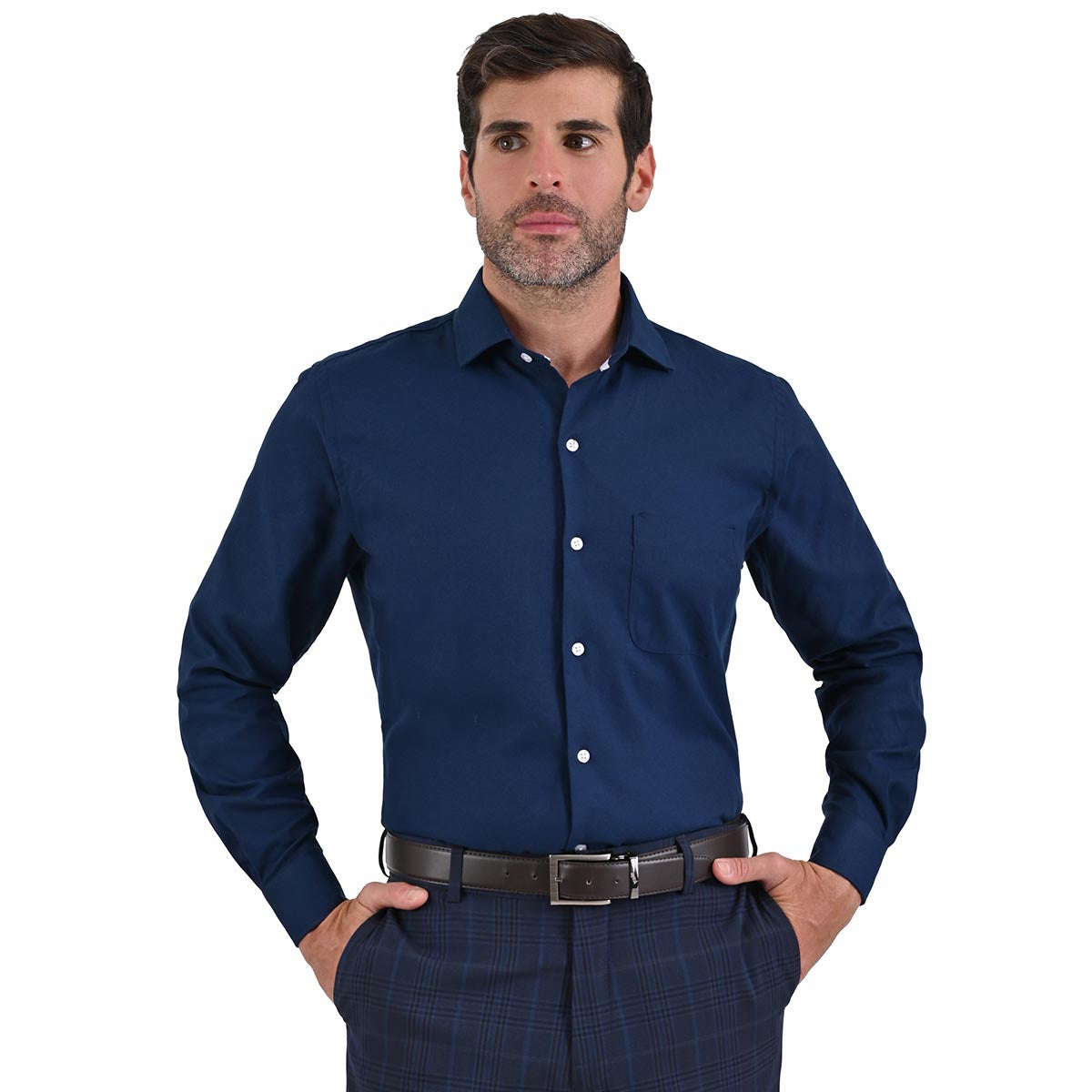 Camisa Formal Manga Larga Azul Marino