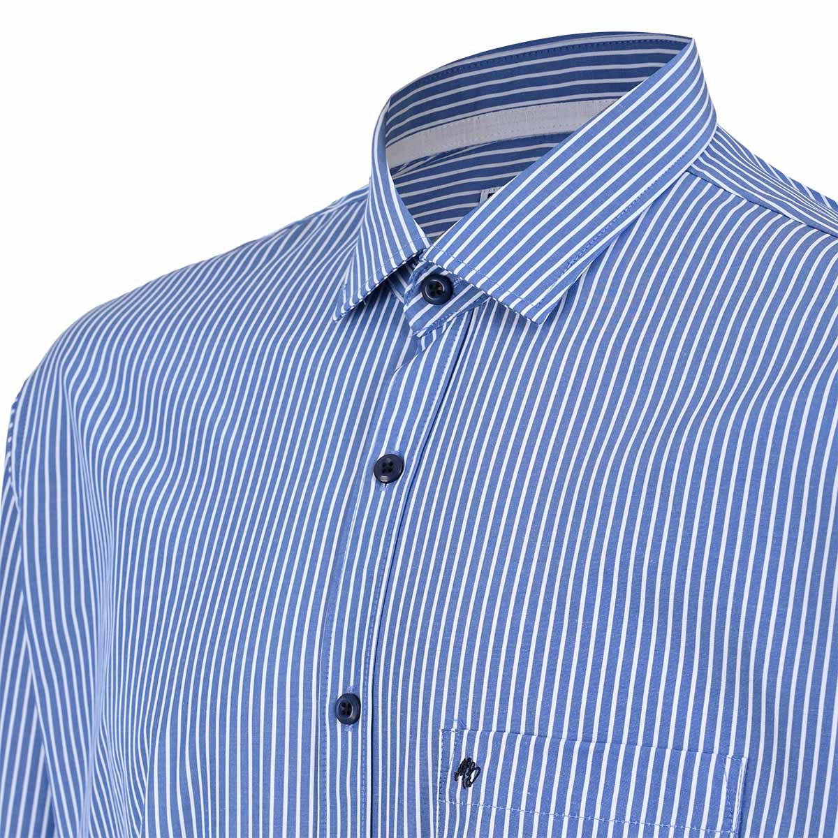 Camisa manga larga azul Francia con rayas blancas