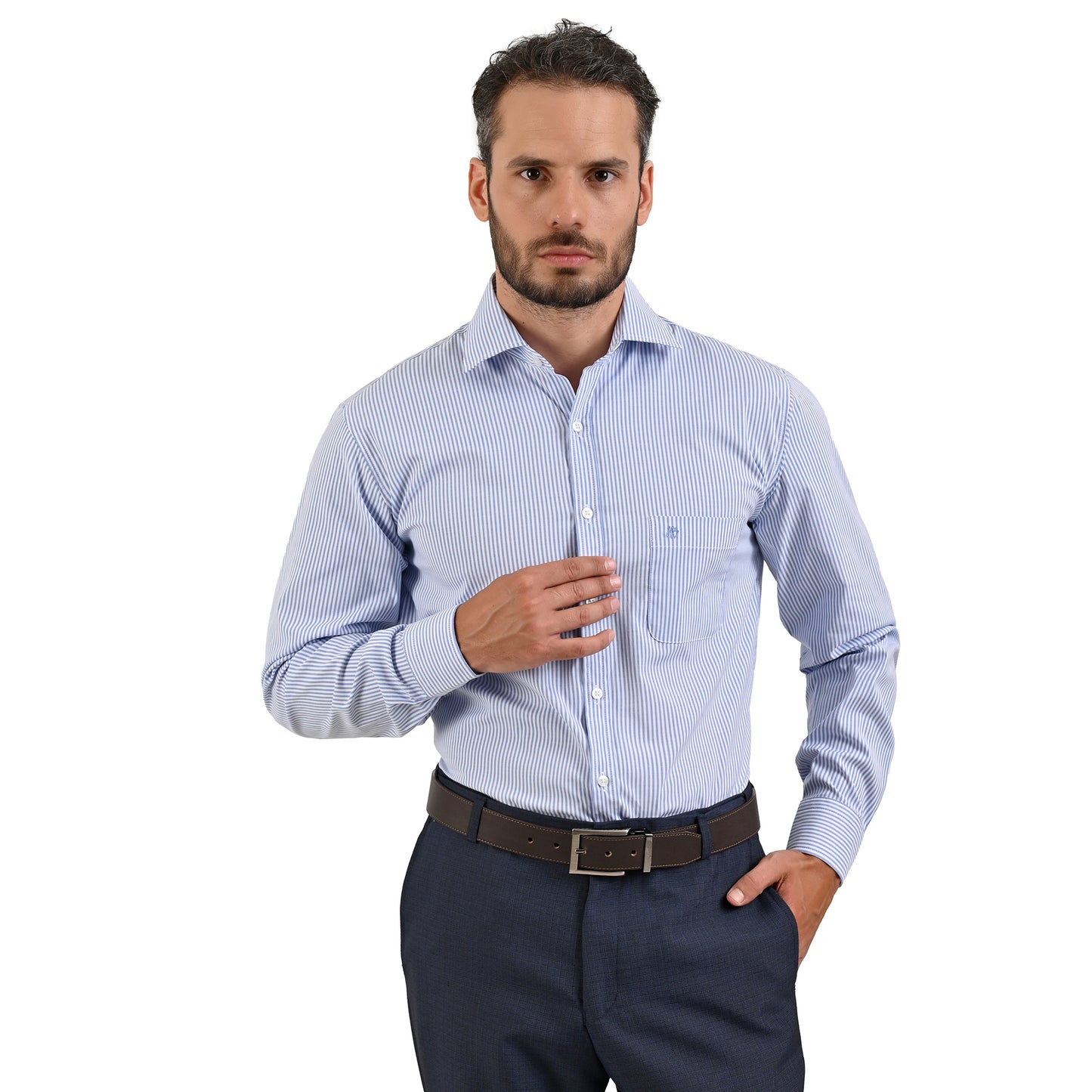 Camisa Michel Blanc azul con rayas