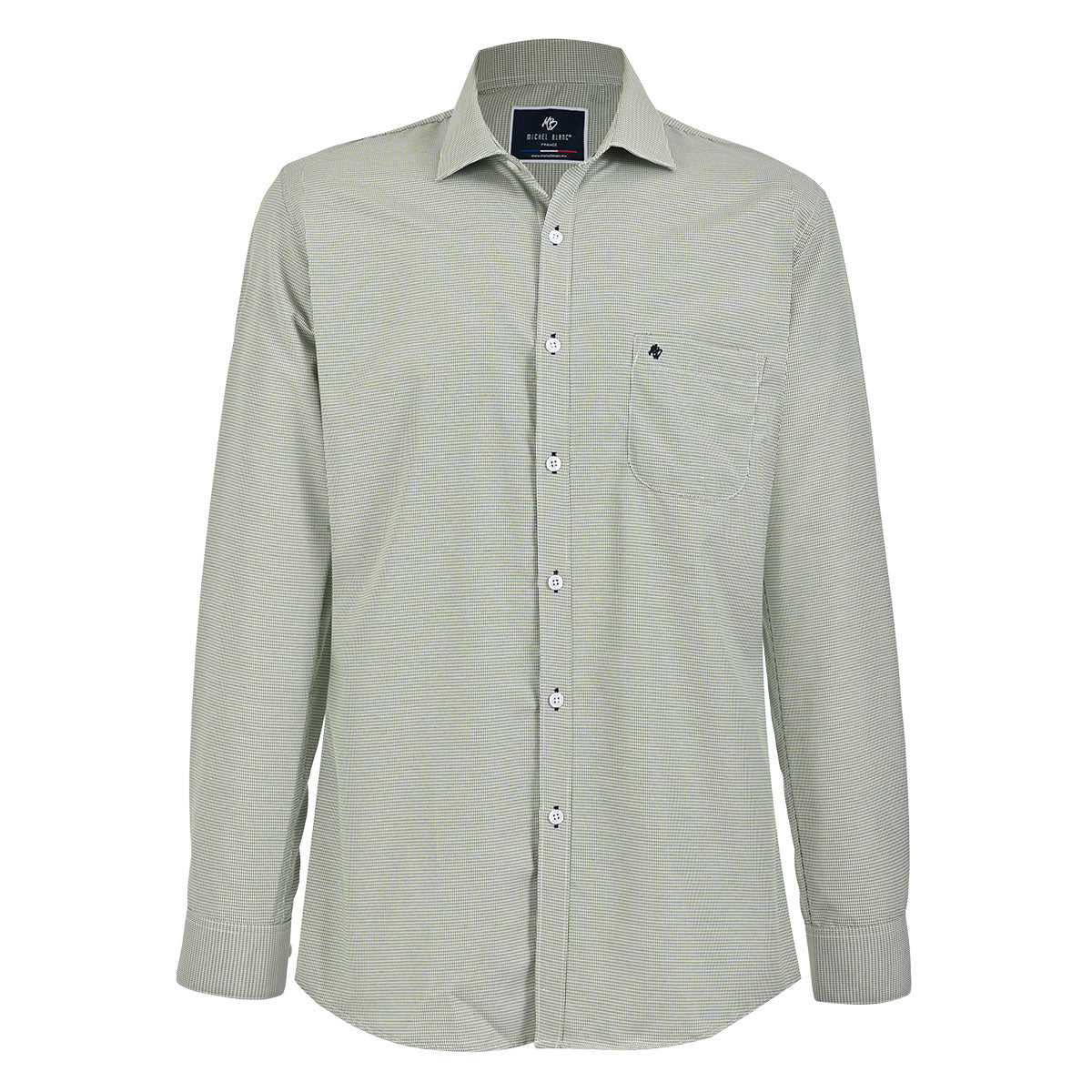 Camisa de Vestir Verde Suave – Microtextura Premium