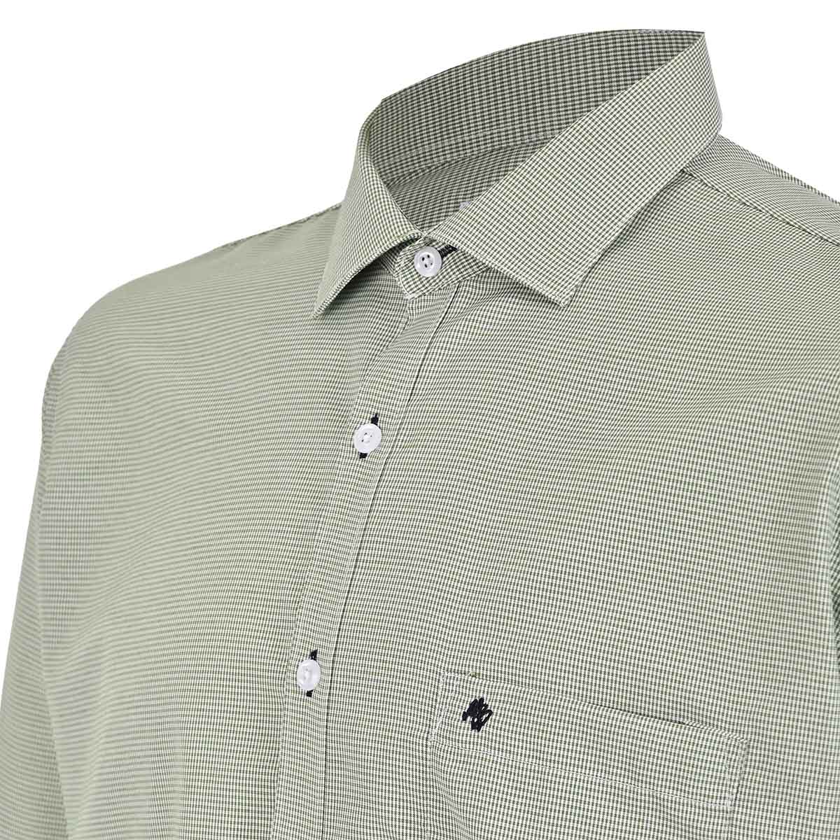 Camisa de Vestir Verde Suave – Microtextura Premium