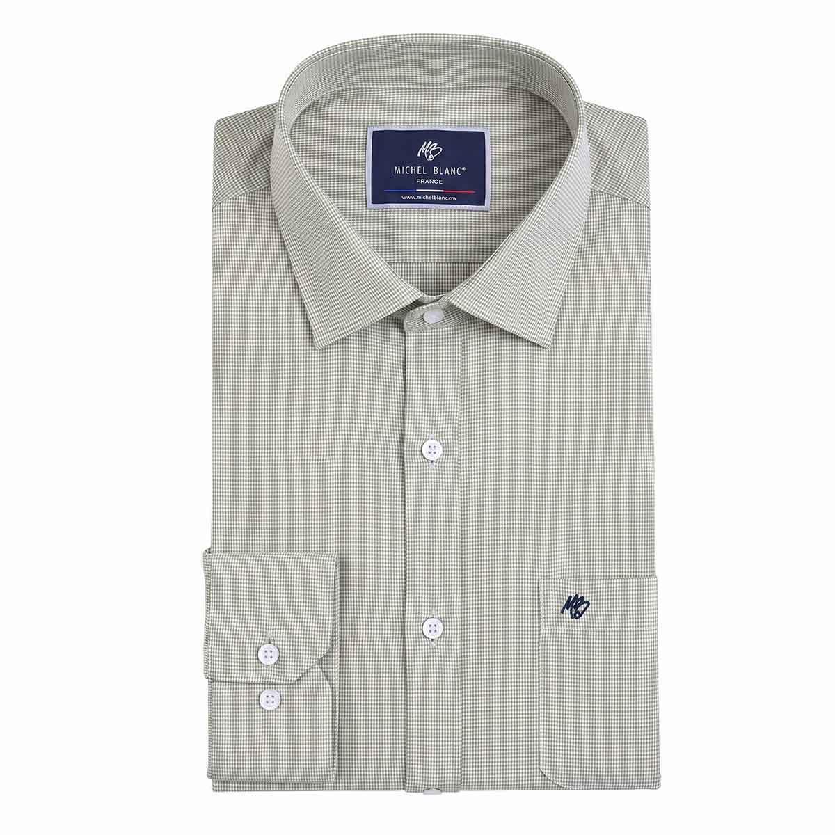 Camisa de Vestir Verde Suave – Microtextura Premium