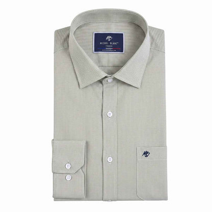 Camisa de Vestir Verde Suave – Microtextura Premium