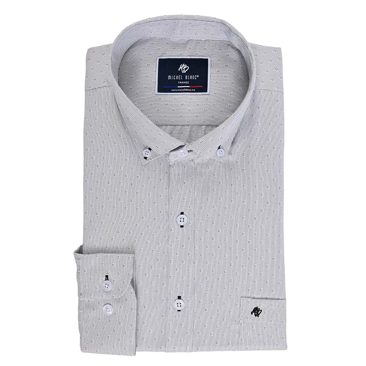 Camisa Casual Color Perla Estampada | Cuello Button-Down