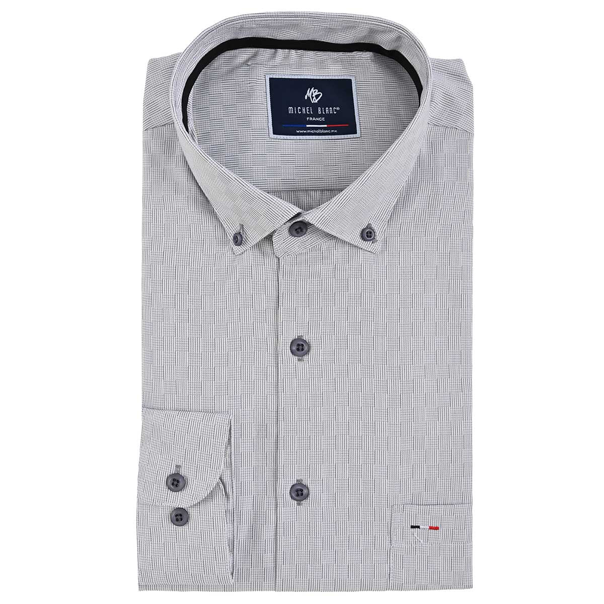 Camisa Clásica Gris Claro en Textura Perla Premium