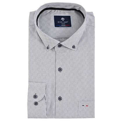 Camisa Clásica Gris Claro en Textura Perla Premium