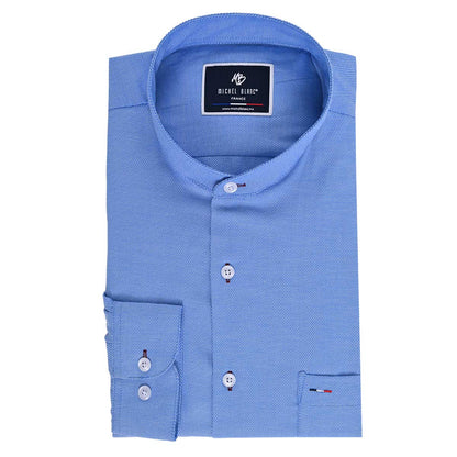 Camisa Manga Larga Cuello Mao Celeste – Classic Fit